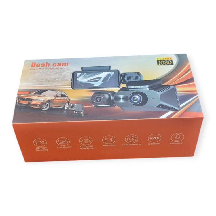 Dash Cam brand 3-lens event recording camera with monitor