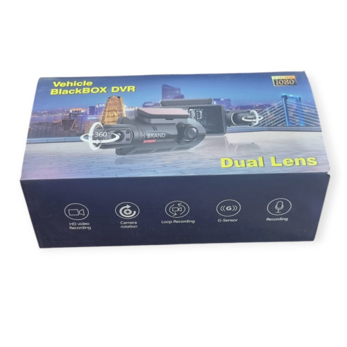 Blackbox brand 2-lens event recording camera with 360-degree monitor
